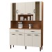 Armário de Cozinha com Balcão Star 8 Portas 2 Gavetas com Vidro Nogueira/Off White - Pnr Móveis