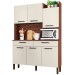 Armário de Cozinha com Balcão Romênia 6 Portas 2 Gavetas Nogueira/Off White - Pnr Móveis