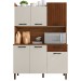 Armário de Cozinha com Balcão Cler 6 Portas 1 Gaveta Ripado 3d Nogueira/Off White - Pnr Móveis
