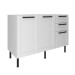Balcão de Cozinha 120 Cm 2 Portas 3 Gavetas Cz3300 Branco - Tecno Mobili