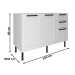 Balcão de Cozinha 120 Cm 2 Portas 3 Gavetas Cz3300 Branco - Tecno Mobili