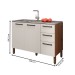 Balcão de Cozinha para Pia 120 Cm Mad Boreal 3 Portas 2 Gavetas Nogueira/Off White - Pnr Móveis