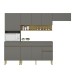 Armário de Cozinha com Balcão Silver 9 Portas 1 Gaveta Gris/Freijó - Pnr Móveis