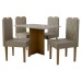 Mesa de Jantar 4 Lugares Madrid Tampo com Vidro Cinamomo/Off White/Pérola - Panorama Móveis