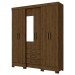 Guarda-Roupa Casal 6 Portas 3 Gavetas Castanho Hp Lírio - Pnr Móveis
