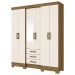 Guarda-Roupa Casal 6 Portas 3 Gavetas Nature/Off White Lírio - Pnr Móveis