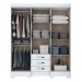 Guarda-Roupa Solteiro 6 Portas 3 Gavetas Branco Lírio - Pnr Móveis