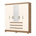 Guarda-Roupa Casal 6 Portas 6 Gavetas com Espelho Newcastle Nature/Off White - Pnr Móveis
