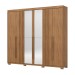 Guarda-Roupa Casal Ravé 6 Portas 4 Gavetas com Espelho Flex Nature - Pnr Móveis