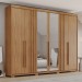 Guarda-Roupa Casal Ravé 6 Portas 4 Gavetas com Espelho Flex Nature - Pnr Móveis