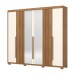 Guarda-Roupa Casal Ravé 6 Portas 4 Gavetas com Espelho Flex Nature/Off White - Pnr Móveis