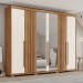 Guarda-Roupa Casal Ravé 6 Portas 4 Gavetas com Espelho Flex Nature/Off White - Pnr Móveis