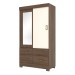 Guarda-Roupa Solteiro évora 2 Portas 4 Gavetas com Espelho Flex Off White/Castanho - Pnr Móveis