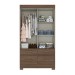 Guarda-Roupa Solteiro évora 2 Portas 4 Gavetas com Espelho Flex Off White/Castanho - Pnr Móveis