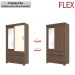 Guarda-Roupa Solteiro évora 2 Portas 4 Gavetas com Espelho Flex Off White/Castanho - Pnr Móveis
