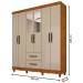 Guarda-Roupa Casal Diamante 6 Portas 2 Gavetas com Espelho Cinamomo/Off White - Pnr Móveis