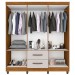 Guarda-Roupa Casal Diamante 6 Portas 2 Gavetas com Espelho Cinamomo/Off White - Pnr Móveis