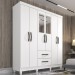 Guarda-Roupa Casal Diamante 6 Portas 2 Gavetas com Espelho Branco - Pnr Móveis