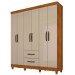 Guarda-Roupa Casal Diamante 6 Portas 2 Gavetas Cinamomo/Off White - Pnr Móveis