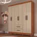 Guarda-Roupa Casal Diamante 6 Portas 2 Gavetas Cinamomo/Off White - Pnr Móveis