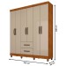 Guarda-Roupa Casal Diamante 6 Portas 2 Gavetas Cinamomo/Off White - Pnr Móveis
