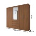 Guarda-Roupa Casal Dínamo 6 Portas 4 Gavetas com Espelho Nogueira Touch - Panorama Móveis