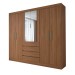 Guarda-Roupa Casal Dínamo 6 Portas 4 Gavetas com Espelho Nogueira Touch - Panorama Móveis