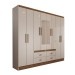 Guarda-Roupa de Casal Cassino 8 Portas 4 Gavetas 100% Mdf Lunar/Nogueira - Panorama Móveis