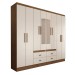 Guarda-Roupa de Casal Cassino 8 Portas 4 Gavetas Off White Nogueira - Panorama Móveis