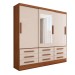 Guarda-Roupa Casal Max 3 Portas 9 Gavetas com Espelho Cinamomo/Off White - Panorama Móveis