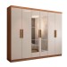 Guarda-Roupa Casal Odisseia 6 Portas 2 Gavetas com Espelho Cinamomo/Off White - Panorama Móveis