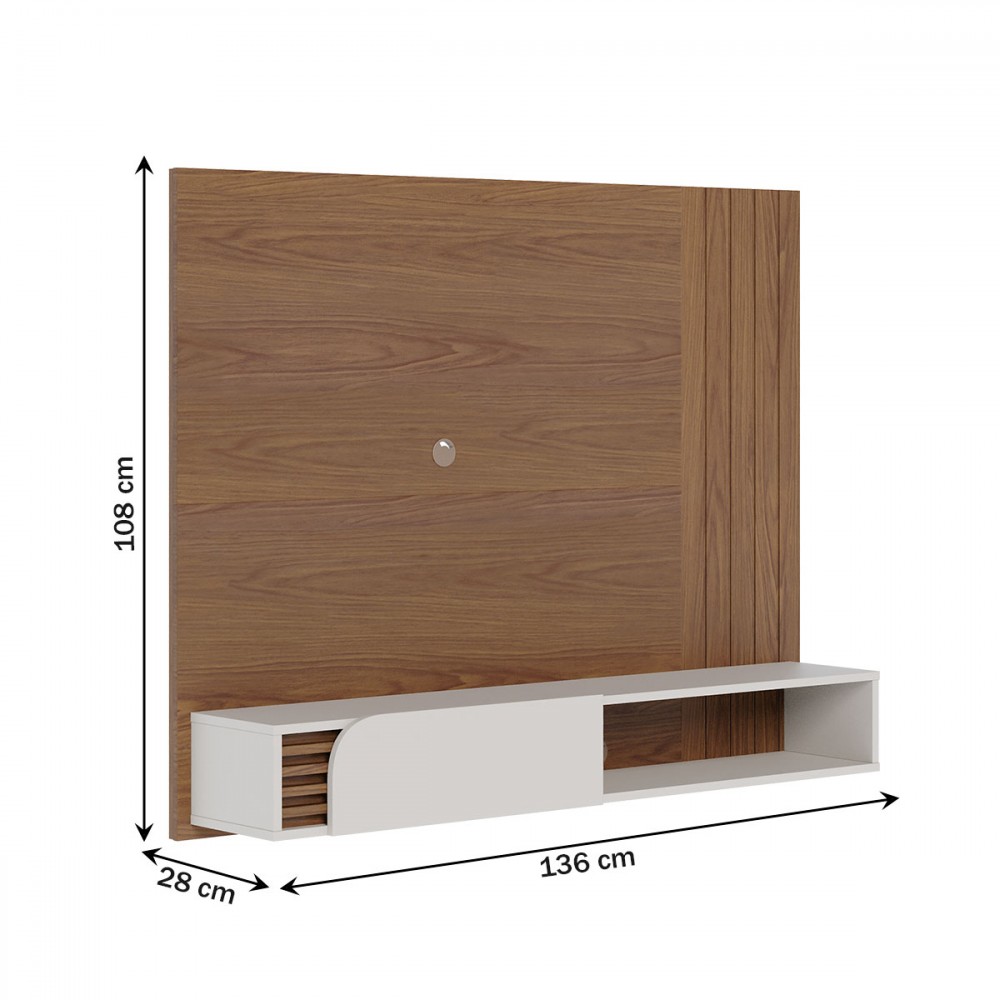 Painel para TV Até 55 Polegadas Boss 1 Porta Amêndoa/Off White - Pnr Móveis