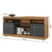 Rack com Painel para TV Até 55 Polegadas Bello 2 Portas Noce Milano/Preto Fosco - Pnr Móveis