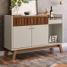 Balcão Buffet Deacon 2 Portas 1 Gaveta com Espelho Freijó/Off White - Pnr Móveis