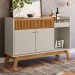 Balcão Buffet Deacon 2 Portas 1 Gaveta com Espelho Nature/Off White - Pnr Móveis