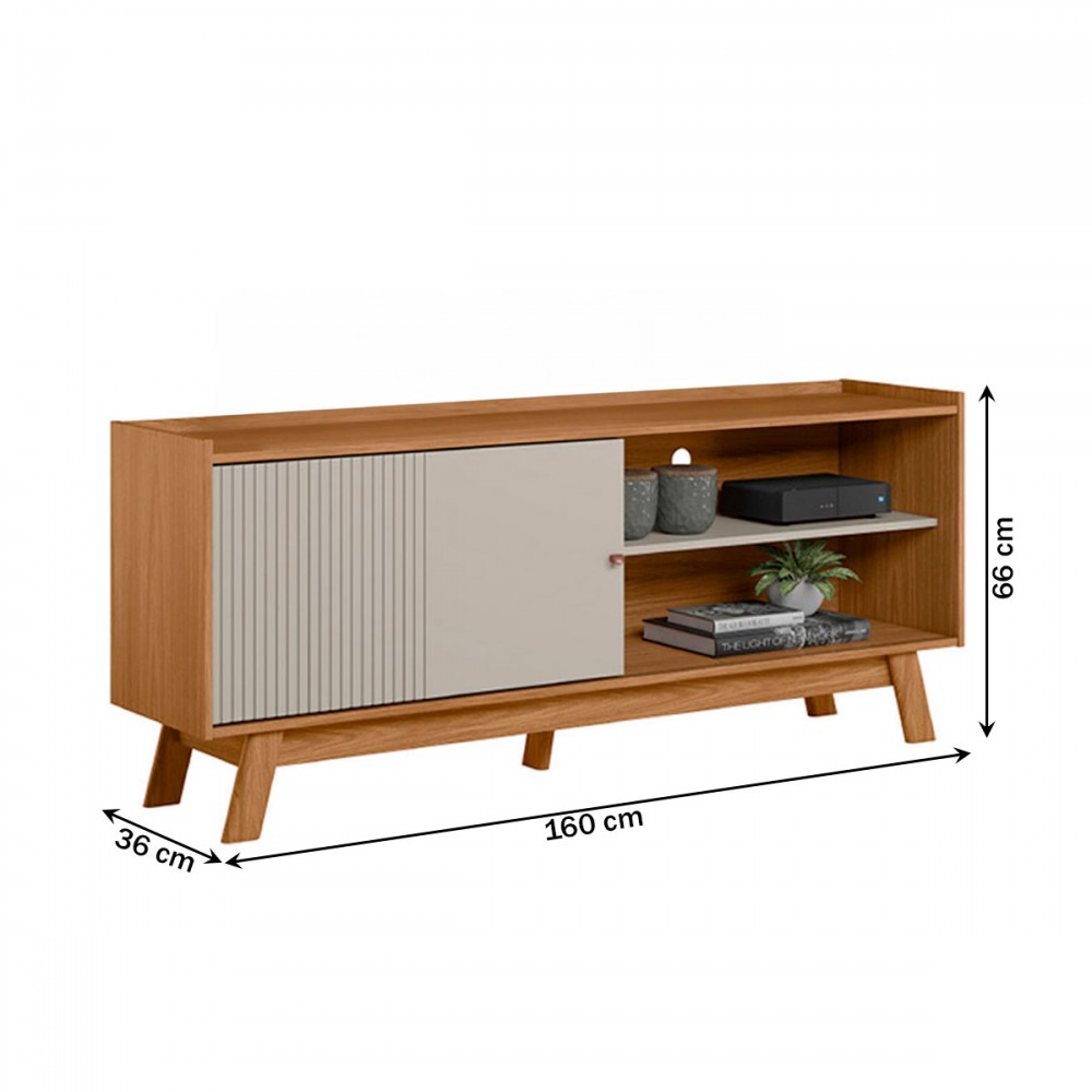 Rack para TV Até 65 Polegadas Kraken 1 Porta 1 Prateleira Nature/Off ...