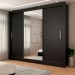 Guarda-Roupa Casal Miami 3 Portas de Correr com Espelho 3 Gavetas Preto Fosco - Panorama Móveis