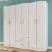 Guarda-Roupa Solteiro 6 Portas 2 Gavetas Atalaia At621 Branco - Evidência Móveis