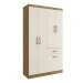 Guarda-Roupa Solteiro Marbella 4 Portas 2 Gavetas 5804 Off White/Nogueira - Doripel