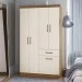 Guarda-Roupa Solteiro Marbella 4 Portas 2 Gavetas 5804 Off White/Nogueira - Doripel