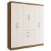 Guarda-Roupa Casal Marbella 6 Portas 2 Gavetas 5806 Off White/Nogueira - Doripel