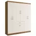 Guarda-Roupa Casal Marbella 6 Portas 2 Gavetas 5806 Off White/Nogueira - Doripel