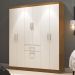 Guarda-Roupa Casal Marbella 6 Portas 2 Gavetas 5806 Off White/Nogueira - Doripel