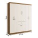 Guarda-Roupa Casal Marbella 6 Portas 2 Gavetas 5806 Off White/Nogueira - Doripel