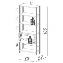 Estante para Livros 2 Gavetas 100% Mdf E91 Freijó/Preto Fosco - Dalla Costa