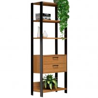 Estante para Livros 2 Gavetas 100% Mdf E91 Freijó/Preto Fosco - Dalla Costa