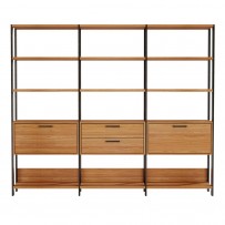 Estante para Livros 2 Portas 2 Gavetas 100% Mdf E93 Freijó/Preto Fosco - Dalla Costa