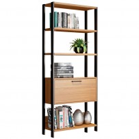 Estante para Livros 1 Porta 100% Mdf E95 Freijó/Preto Fosco - Dalla Costa