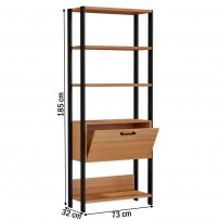 Estante para Livros 1 Porta 100% Mdf E95 Freijó/Preto Fosco - Dalla Costa