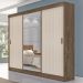 Guarda-Roupa Casal Sorento 3 Portas 3 Gavetas com Espelho Flex Mocaccino Rústico/3d Natura Off White - Atualle Móveis